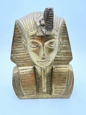 Vintage Bronze Egyptian Pharaoh Tutankhamun Bust Statue India 9” picture