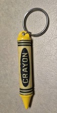 Vintage 90s Yellow Key Chain Color Crayon Art School Car Fob picture