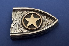 Vintage Premium VOGT Sterling Silver Gold Texas Star Ranger Belt Buckle Tip End picture