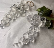 Two Grape Cluster Lot VTG Lucite Acrylic Resin White Grapes Glass Crystal Look picture