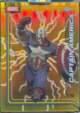 2026 Topps Chrome Marvel #19 Captain America Storm Gold Lightning Refractor #/50 picture