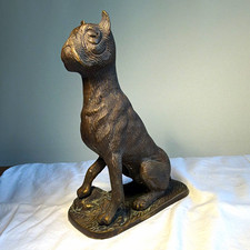Vintage Textured Patinated Bronze Metal Dog   Very Collectible  picture