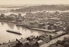 Cincinnati Bird's-Eye View - 1850s Riverfront - Antique Print picture