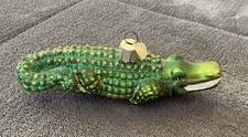 Old World Christmas Alligator Ornament Hand Painted Blown Glass Glitter Accents picture