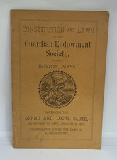 1891 Guardian Endowment Society Boston Ma Insurance 22 Pg Booklet Antique Rare picture