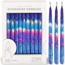 Premium Dripless Hanukkah Candles Set of 45 Thin Tapered Chanukah Candle Enough picture