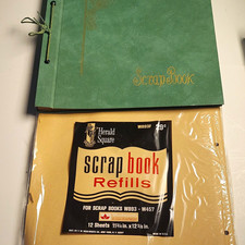 Vtg. 60s Woolworth Herald Square Scrapbook Album Cord Bound Unused + Refill NOS picture