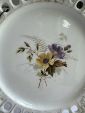 CARL TIELSCH ALTWASSER GERMAN PORCELAIN RETICULATED PLATE, HAND COLORED picture