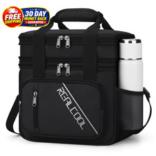 Lunch Bag, Insulated Box for Men Women, Double Large, Black picture