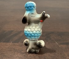 Vintage Kitschy Anthropomorphic Ceramic Blue Poodle Figurine Japan 4” Tall picture