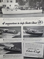Chris Craft Boats Print Ad 1946 - Algonac MI Santa Claus Christmas Cruiser Yacht picture