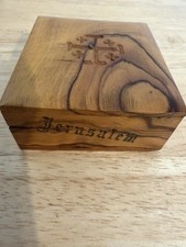 Vintage Handmade Jerusalem Cross Olivewood Box Crusader's Cross picture