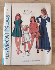 McCall's 4846 Vintage Girls Dress In Two Lengths Pattern Size 12 Uncut picture