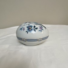 vintage hand painted Egg Trinket Box Limoges France Blue Flowers picture