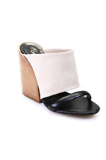 Chloe Womens Block Heel Double Strap Sandals Brown Black Leather Size 37 picture