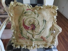 Gorgeous Art Deco Aubusson Needlepoint Pillow w Petit Point Pillow Cover NWOT #2 picture