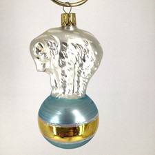 Vtg 1992  Christopher Radko Glass Ornament Polar Bear On Blue Ball 92-184-0 picture