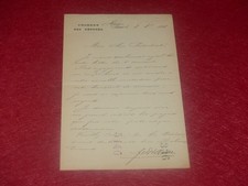[Coll.J.DOMARD SPORTS] Signed Autograph Letter Felix Faure ASGS 1886 Deputy picture