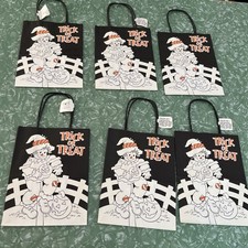 6-Vintage 60’s/70’s Scarecrow Halloween Trick Or Treat Bags American Greetings picture