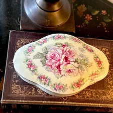ARNART-Porcelain Covered Large Trinket Box-c 1953-Japan-#7878-Hand Painted Roses picture