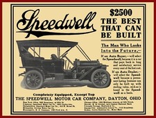1909 Speedwell Motor Cars, Dayton NEW Metal Sign 24