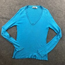 Jil Sander Top Womens Size 38 Blue Long Sleeve Crew Neck Ribbed Knit Pullover * picture