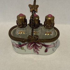 Authentic Limoge France Peint Main Oval Basket Box, J. Folard Ribbon Garland picture