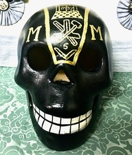 UNIQUE HAND-MADE HAND-PAINTED MASTER MASON'S MASONIC CLAY SKULL * FREEMASONRY picture