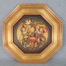 Anri Ferrandiz Spring Dance Woodcarving Wall Plaque Octagonal Gold Frame Vintage picture