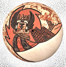 Delmar Polacca Hopi Native American Carved Polychrome Seed Pot 8