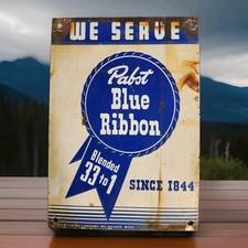 Vintage Pabst Blue Ribbon Beer Sign Porcelain Iroquois Schlitz Redtop Jax Piel's picture