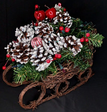 Vintage 1990s Nearly Natural Lighted Christmas Sleigh Table Decoration picture