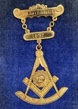 Vintage 1957 10K Gold Masonic Past Master’s Jewel Hiram Lodge No 21 picture