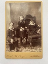 Antique Cabinet Photo Three Children W.A. Bradley's Palace Photo c1890s picture