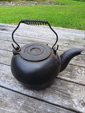 OLD Antique Vintage Cast Iron Tea / Water Kettle Black picture