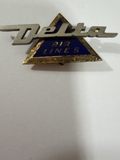 Vintage 1950s 1960s Delta AirLines Stewardess Flight Attendant Hat Badge Pinback picture