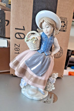 Lladro Sweet Scent #5221 Girl With Flower Basket - no box 1983 picture