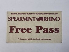 Vintage 1990s Spearmint Rhino Santa Barbara Free Pass Adult Club Advertising picture