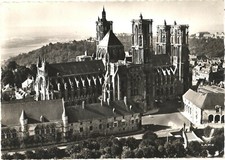 Laon France Aerial View of Cathedral & Palace of Justice RPPC Real Photo picture