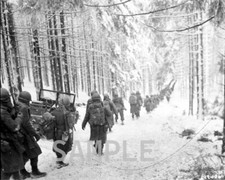 US Soldiers on snow covered road Battle of the Bulge 8x10 WWII WW2 Photo 505 picture