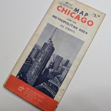 Vtg 1970 Chicago IL Official Arrow Fold Out Street Map Metropolitan Area picture