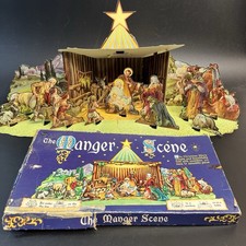 Nativity Vtg Whitman The Manger Scene 1959 Christmas Decor Complete Original Box picture