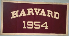 Vtg Harvard 1954 maroon & white wool felt college banner, Chicago Pennant Co. picture