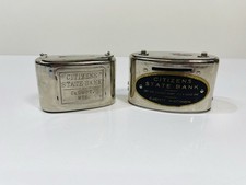 2 Vintage Citizens State Bank Chrome Metal Bank Caldot Wisconsin No Key picture