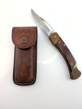 Vintage Schrade Uncle Henry LB7 Wood Folding Pocket Knife USA Leather Sheath picture