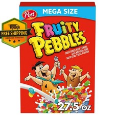 Post Fruity PEBBLES Breakfast Cereal, Gluten Free, Crunchy, Mega Size, 27.5 oz picture