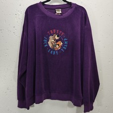 VTG Disney Store Womens Large Lady Tramp Jock Trusty Purple Fleece Sweatshirt picture