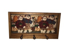 Adorable Vintage Wood Wooden Hanging Hooks Fun Raggedy Ann Andy Wall Coat rack  picture