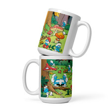 Smurfs Forest Life Ceramic Mug 11/15 oz Busy Village Retro Cartoon Coffee Cup picture