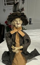 Vintage 1970s Crepe Paper Witch Figurine Halloween Paper Mache Folk Art picture